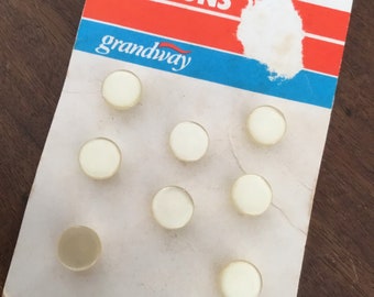 Vintage grandway white pearlised small buttons on card