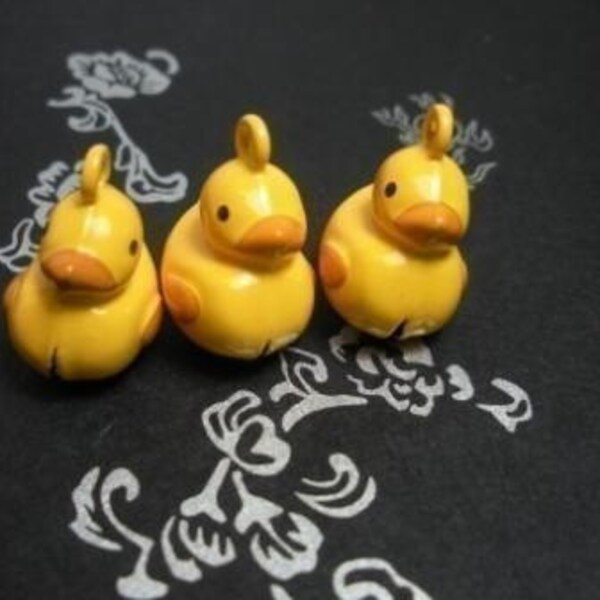 rubber duckie kawaii kitsch cute bell charms x 3 destash items