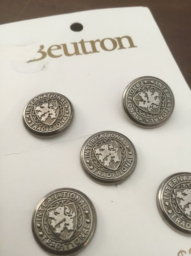 Vintage Beutron silver tone metal buttons x 1 card image 1