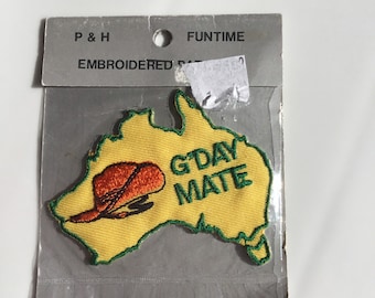 Aussie Map of Australia vintage iron on souvenir embroidered patch APPLIQUE