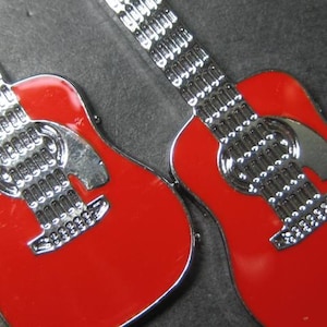 Rockabilly guitar pendant RED x 2 pieces image 1