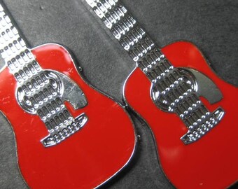 Rockabilly guitar pendant RED x 2 pieces