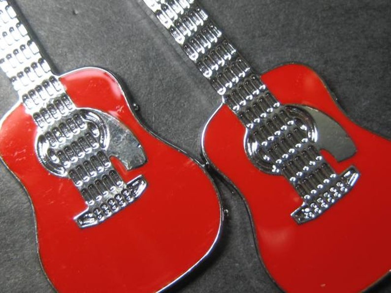 Rockabilly guitar pendant RED x 2 pieces image 1