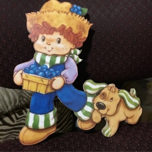 vintage Style Strawberry Shortcake friend Huckleberry wooden 1/2” thick hand made plaque sign ready to hang