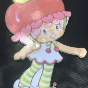 Cherry Cudler character from Strawberry Shortcake vintage style Hand cut 1/2” thick wooden plaque with hardware attached to back great gift