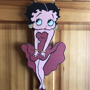 vintage Style Betty Boop wooden hand made plaque sign ready to display with back attached Valentine’s gift idea