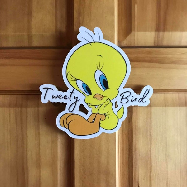 Tweety Bird hand cut wooden plaque ready to hang with back attached