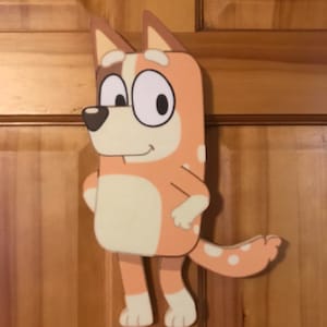 Handmade Bluey Bingo Wooden Plaque: Cartoon Wall Art