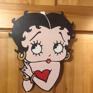 vintage Style Betty Boop wooden hand made plaque sign ready to display with back attached