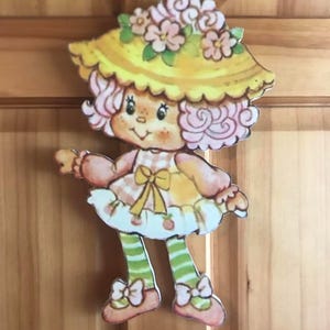 Peach Blush Strawberry Shortcake Character plaque hand cut ready to display Great gift idea or party prop themed bedroom