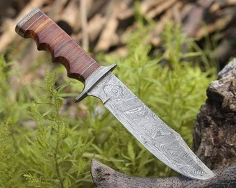 damascus handmade Rose wood handle  Steel blade knife  hunting, camping tool, outdoor Gift, birthday Gift,Groomsman Gift