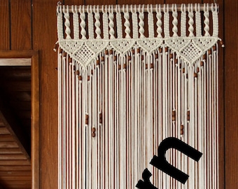 Bead Fringed Door Curtain Macrame Fiber Art Curtain Pattern By Craftflaire