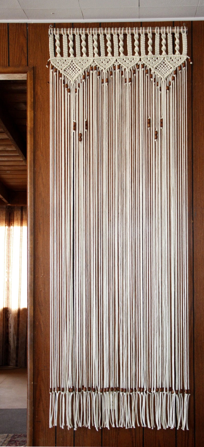 Rideau de porte à franges perlée de 30 Large Macrame Fiber Etsy
