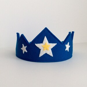 Wool Felt Crown and Wand silk and wool Star Child play set in vibrant blue with hand dyed silk streamers image 3