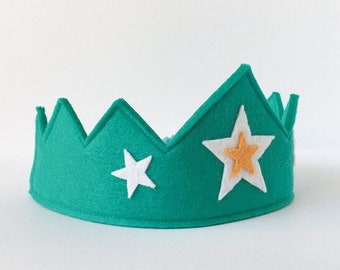 Wool Felt Crown-- Star Child crown in 100% merino wool with hand stitched details