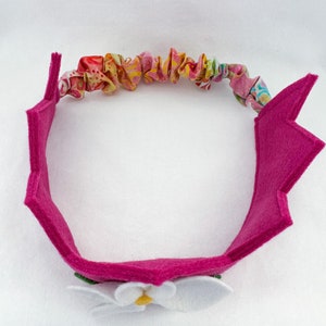 Fairy Crown, Wool Felt Crown, Waldorf Crown, Birthday Crown, Flower Crown, Berry Pink with White Flower, 100% Merino Wool image 5