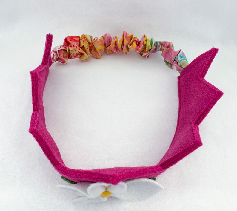 Fairy Crown, Wool Felt Crown, Waldorf Crown, Birthday Crown, Flower Crown, Berry Pink with White Flower, 100% Merino Wool image 5