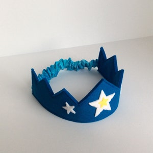 Wool Felt Crown and Wand silk and wool Star Child play set in vibrant blue with hand dyed silk streamers image 2