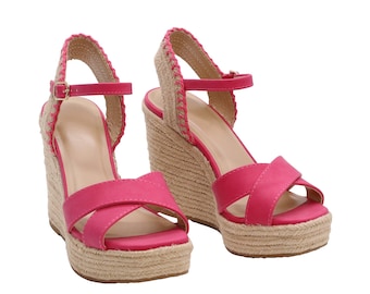 Frauen Öffnen Toe Crisscross Espadrille Keil Sandale