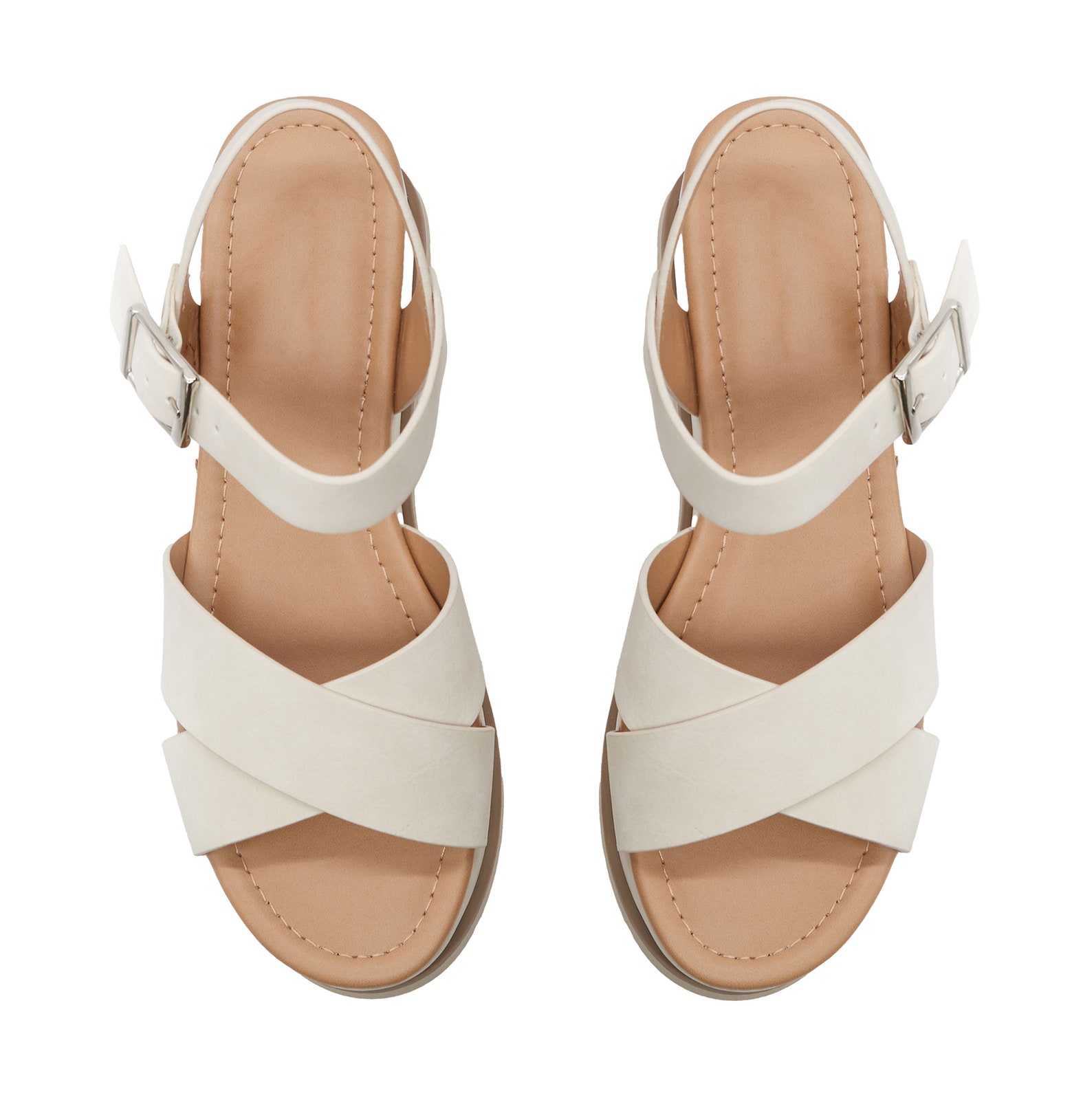 Crisscross Contrast Open Toe Wedge Sandals main image 0