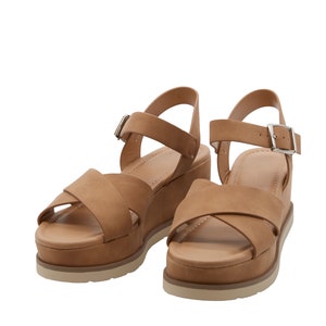 Crisscross Contrast Open Toe Wedge Sandals
