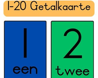 A4 Afrikaanse Getalkaarte 1 - 20