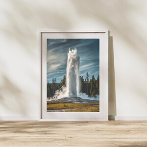 Yellowstone National Park Old Faithful Art Wyoming National Park Poster Wonderlust Nature Picture Gift Ideas for Traveler Outdoor Lover Gift