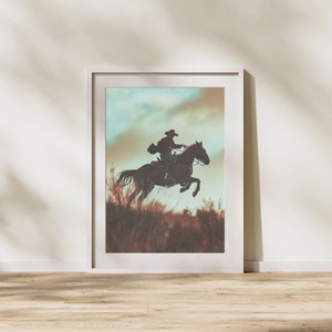Western Photography - Horse Rider Photography Print, Outback Photo for Horse Lovers, Rustic Country Chic Decor