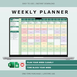 Weekly Planner: Time Blocking Schedule Template (Excel & Google Sheets)