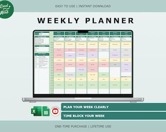 Weekly Planner: Time Blocking Schedule Template (Excel & Google Sheets)