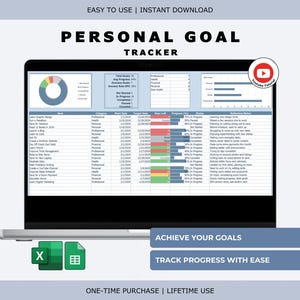 Personal Goal Tracker: Excel Planner & Progress Dashboard