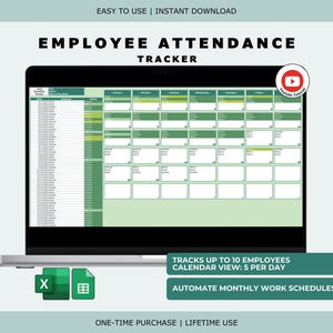 Employee Attendance Tracker: Monthly Calendar View + Status Log (Excel & Google Sheets)