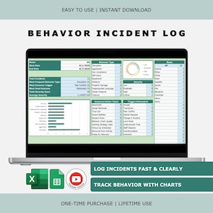 Schüler-Verhaltenslogbuch, Tracker für Zwischenfälle im Klassenzimmer (Excel & Google Sheets)