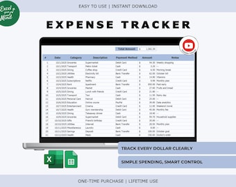 Simple Expense Tracker Spreadsheet, Spending Small Business Log (Excel & Google Sheets)