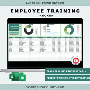 Employee Training Tracker with Charts + Status Dashboard (Excel & Google Sheets)