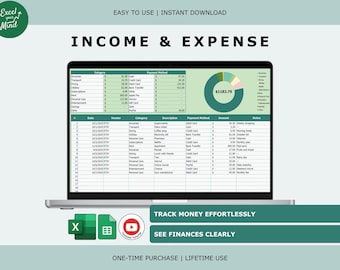 Simple Income & Expense Tracker (Excel, Google Sheets)