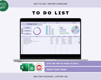 To-Do List Task Tracker with Dashboard, Daily Weekly Editable (Excel & Google Sheets)