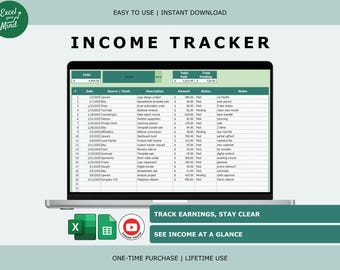 Income Tracker: Simple One-Page Log (Excel & Google Sheets)