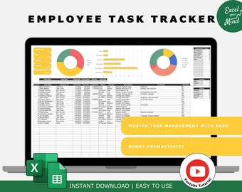 Employee Task Tracker Excel Template | Project Management tool | Team to Do Organizer | Team Tasks Google Sheet