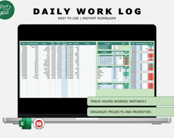 Registro diario de trabajo con cálculo automático de horas en Excel