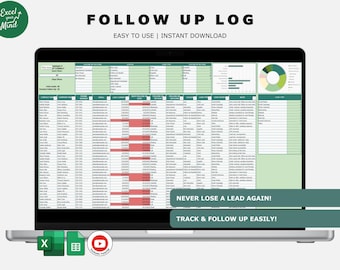 Blei-Kunde Follow-Up Log (Excel & Google Sheets) | Verkaufs- und PI-Tracker