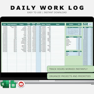 Daily Work Log with Auto Hour Calculation (Excel & Google Sheets)