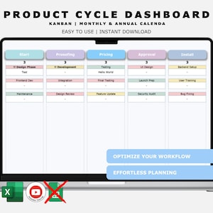 Product Journey Template | Kanban Board | Project Management Excel Tool