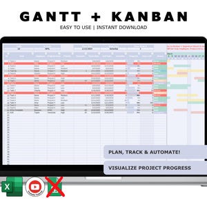 Gantt + Kanban Task Management Dashboard Excel