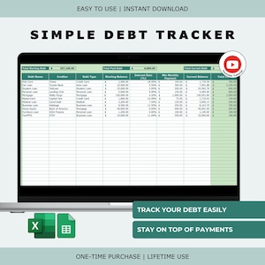 Hoja de cálculo simple para el seguimiento de deudas: Registro de pagos de múltiples préstamos y tarjetas de crédito (Excel y Hojas de cálculo de Google)