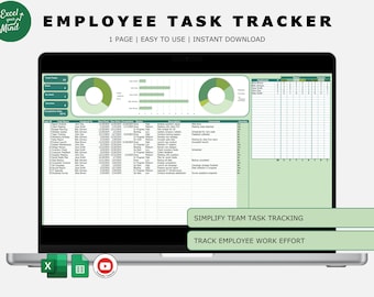 Employee Task Tracker Excel | Team Status Priority Report | Task Dashboard | Workload Organizer | Team Progress Monitor Task Management Tool