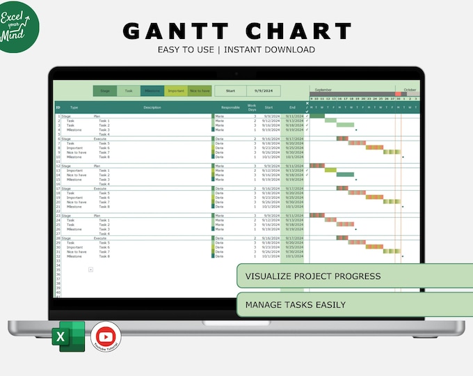 Gantt Chart Project Tracker: Excel Template for Project Management - Etsy