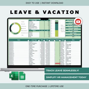 Leave & Vacation Tracker: Employee Time Off Log (Exce,yes Google Sheets)