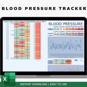 Bloeddrukmeting | Systolisch, diastolisch, BMI-tracking | Excel-sjabloon gezondheidsstatistieken | Hartslagsjabloon | Dagelijkse, maandelijkse bloeddruk