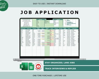 Job Application Tracker – Interview , Offer Log, Job Search Spreadsheet (Excel & Google Sheets)